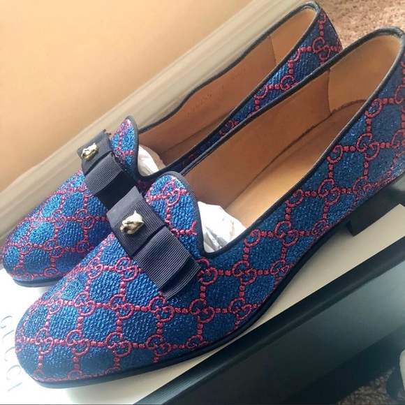 Gucci Blue and Red Loafers - Picture 3 of 8